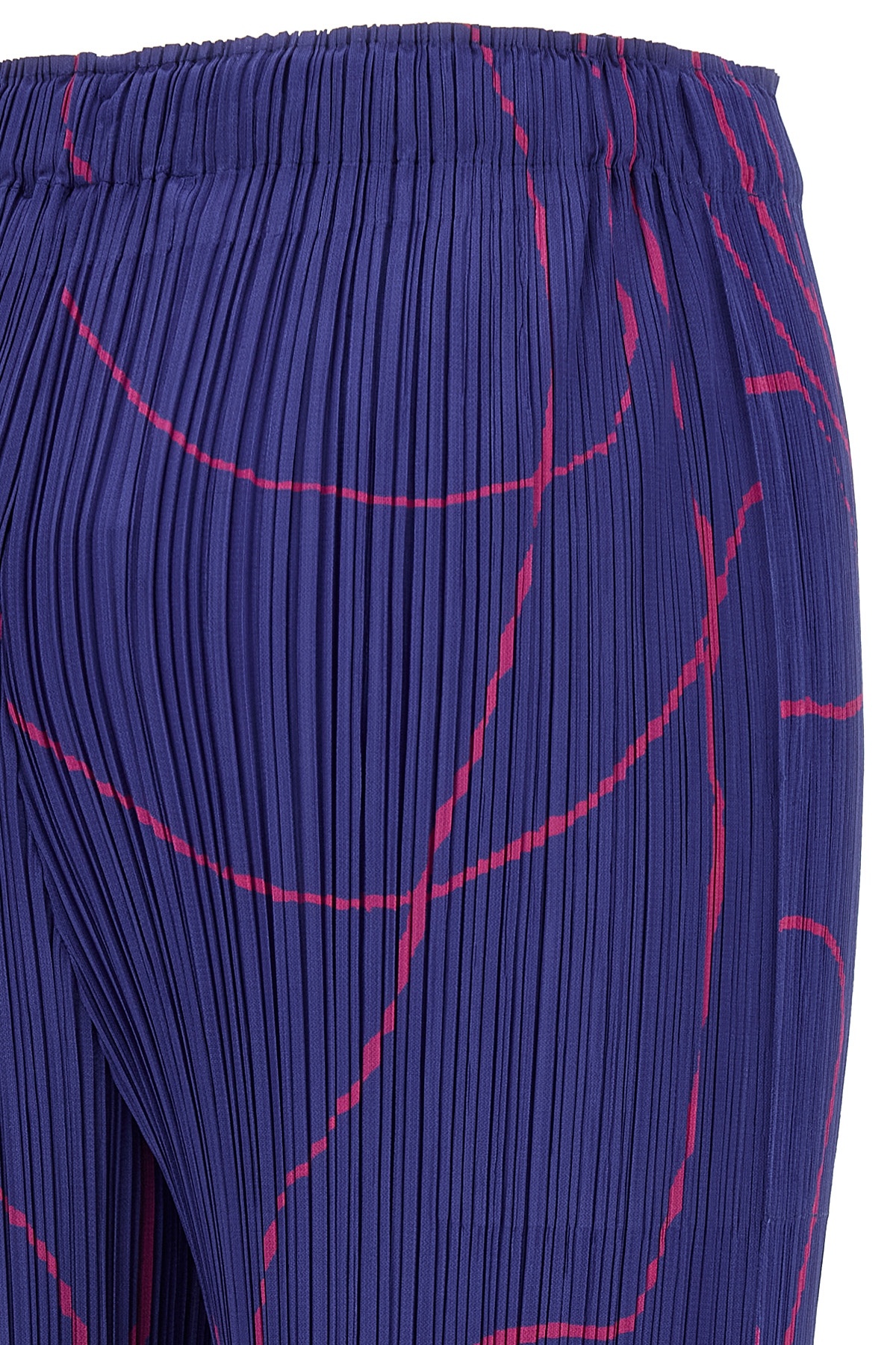 Issey Miyake Abstract Pattern Trousers Elastic Waistband In Blue