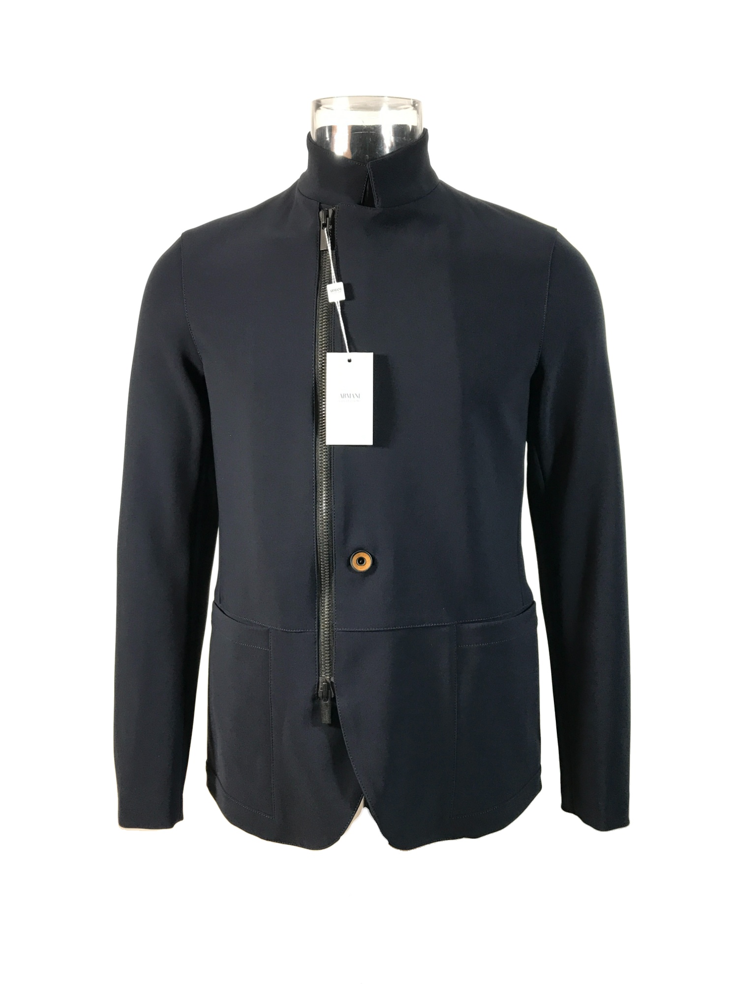 Armani Collezioni Long-sleeved Casual Jacket In Black
