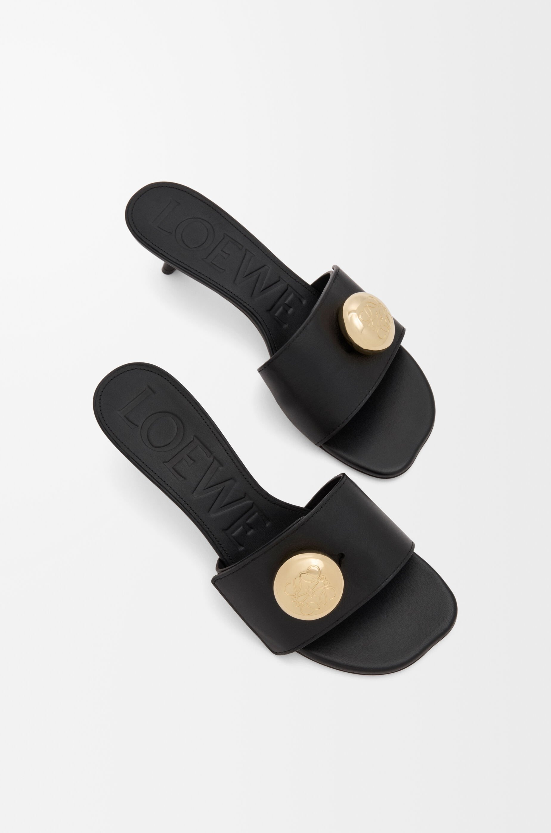 Loewe Pebble Slides In Soft Calfskin In Black