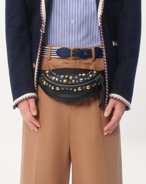 Valentino Blue Jersey Blazer With Torchon Piping In Black