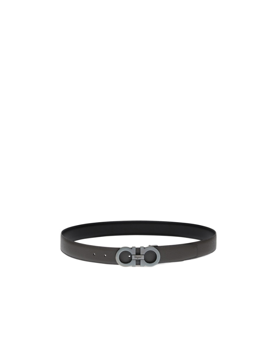 Ferragamo Double-sided Adjustable Gancini Belt In Black