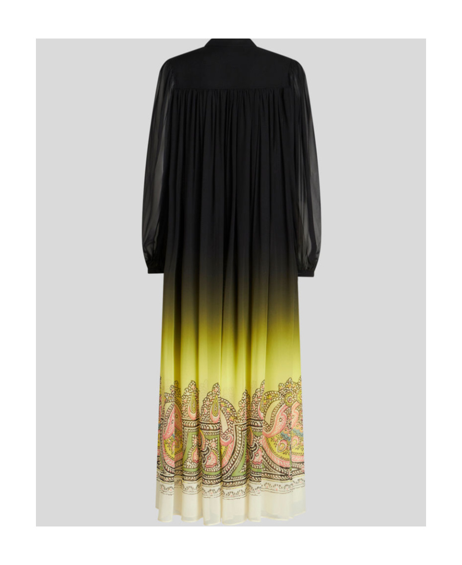 Etro Gradient Effect Paisley-print Silk Dress In Black