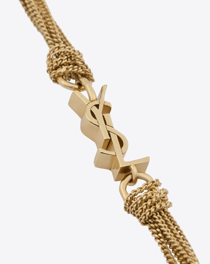Saint Laurent Cassandre Metal Tassel Bracelet In Yellow