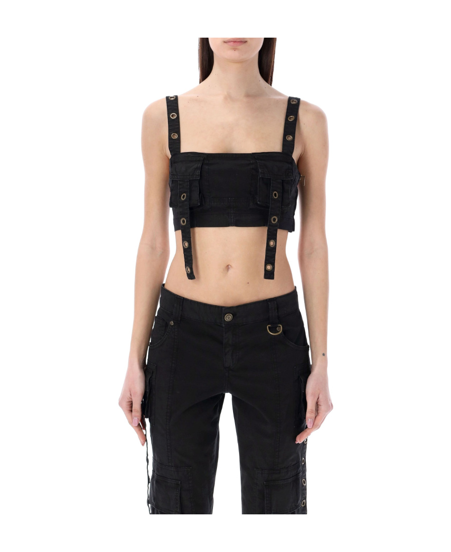 Shop Blumarine Cargo-style Crop Top In Black