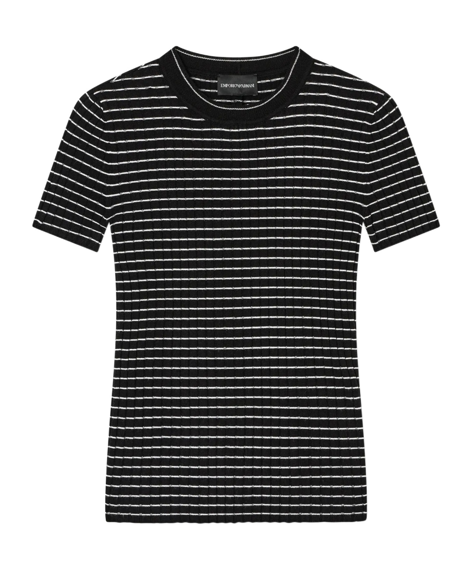 Emporio Armani Ribbed T-shirt With Striped Motif In Black
