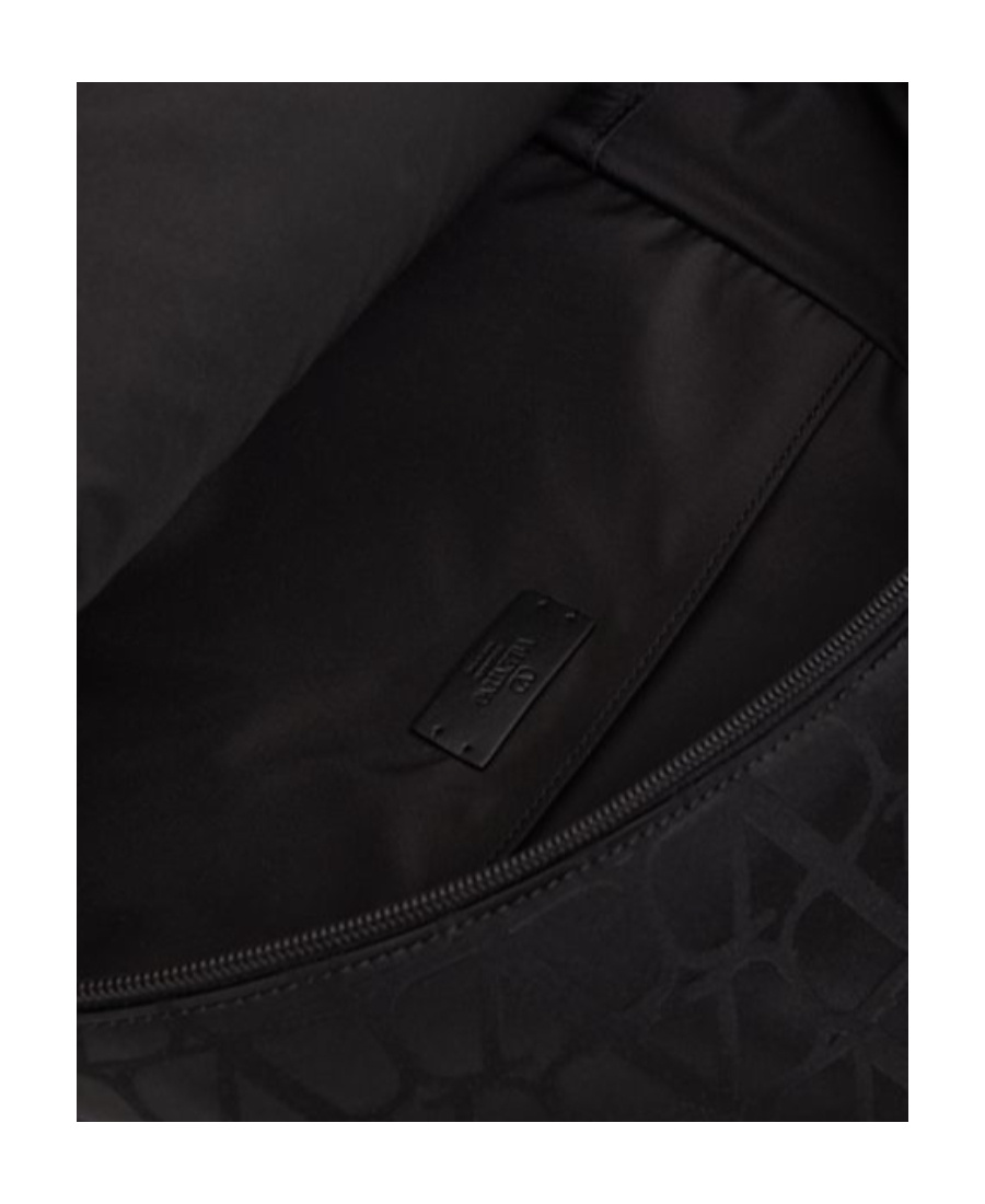 Valentino Iconograph Nylon Backpack With Adjustable Straps In Black