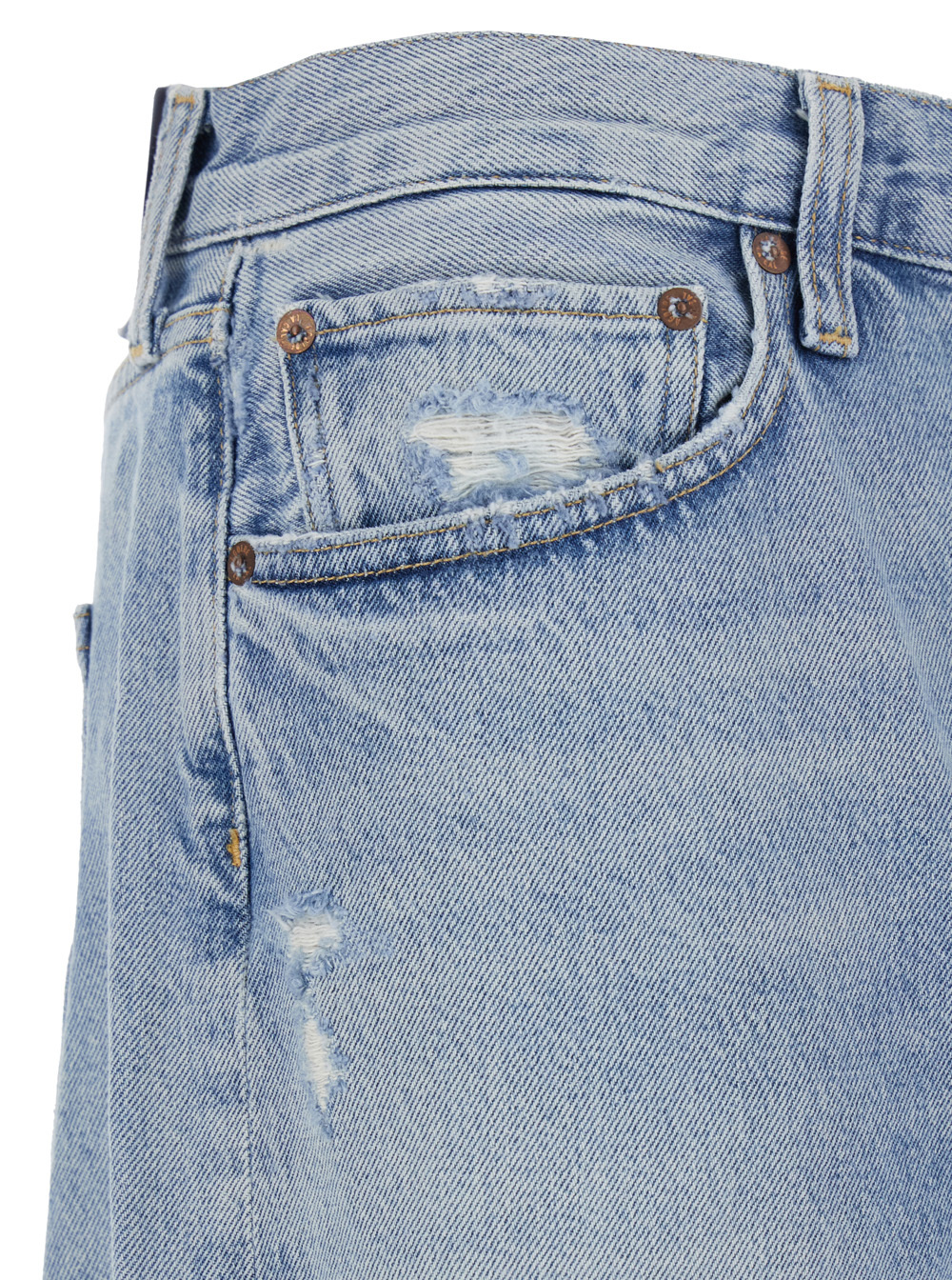 Agolde Light Blue Jeans With Ripped Details On The Front And Logo Patch On The Front In Denim Man In Blue