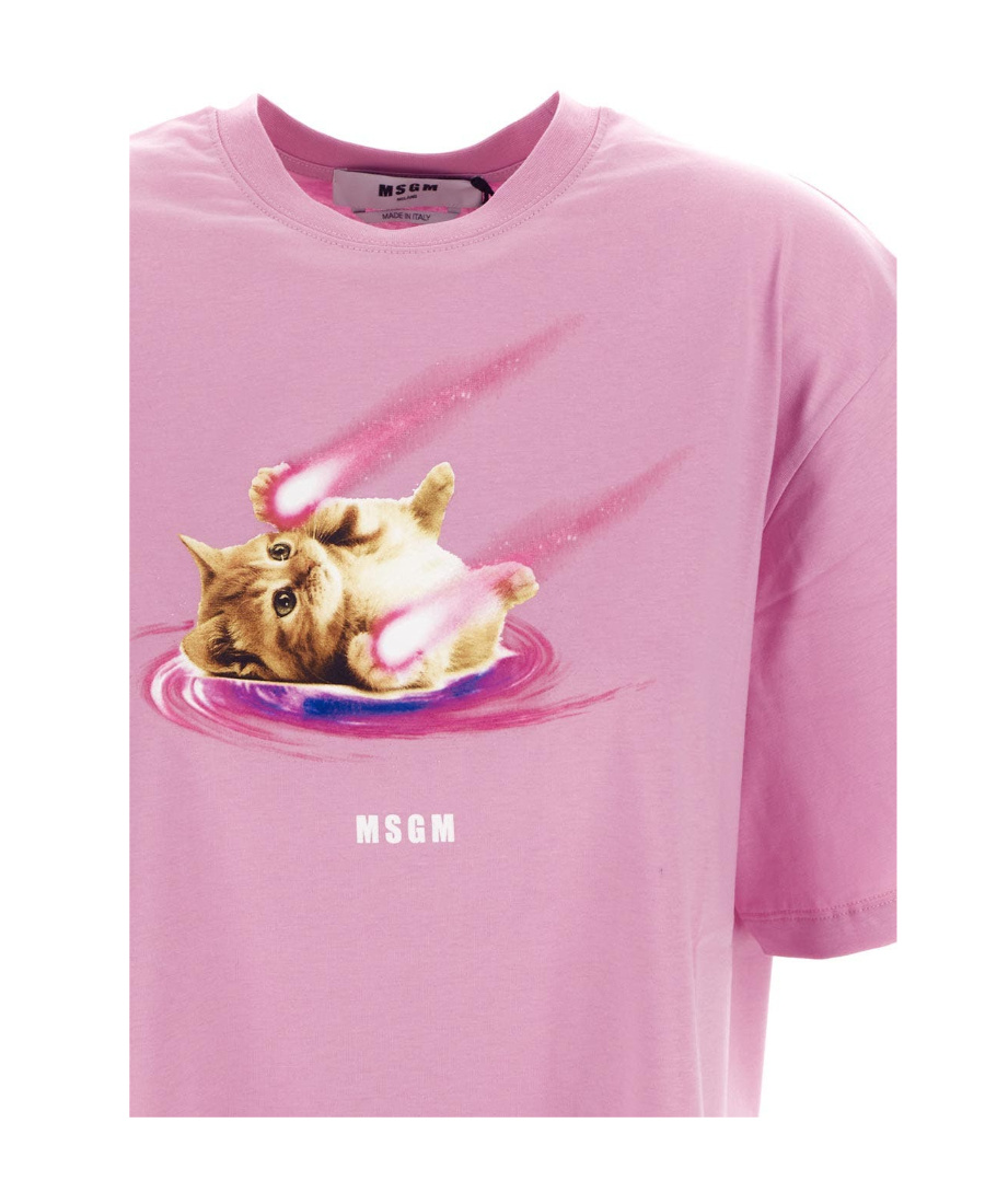 Msgm Graphic-print Short-sleeve T-shirt In Pink
