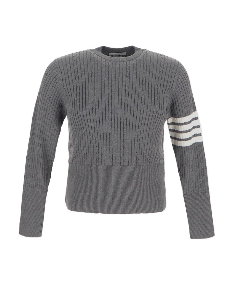THOM BROWNE THOM BROWNE 4-BAR STRIPE DETAILED CREWNECK JUMPER