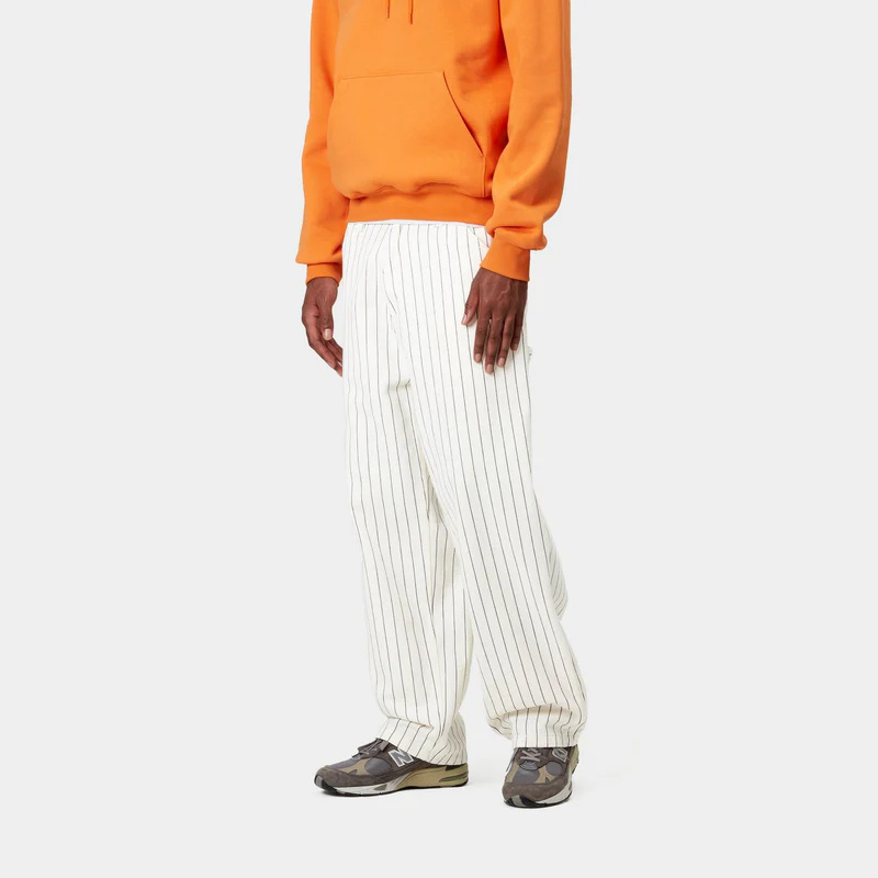 Carhartt Og Single Knee Pant In Wax/dark Navy Blue Seton Stripe