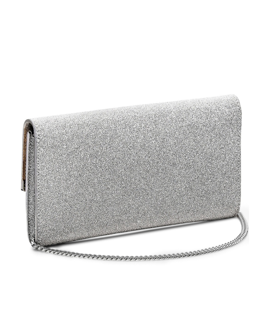 Jimmy Choo Emmie Glitter Clutch Bag In Gray