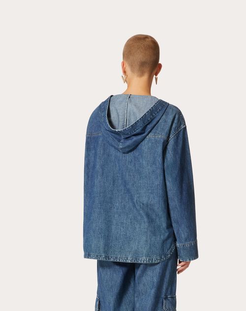 Valentino Chambray Denim Kaftan In Blue