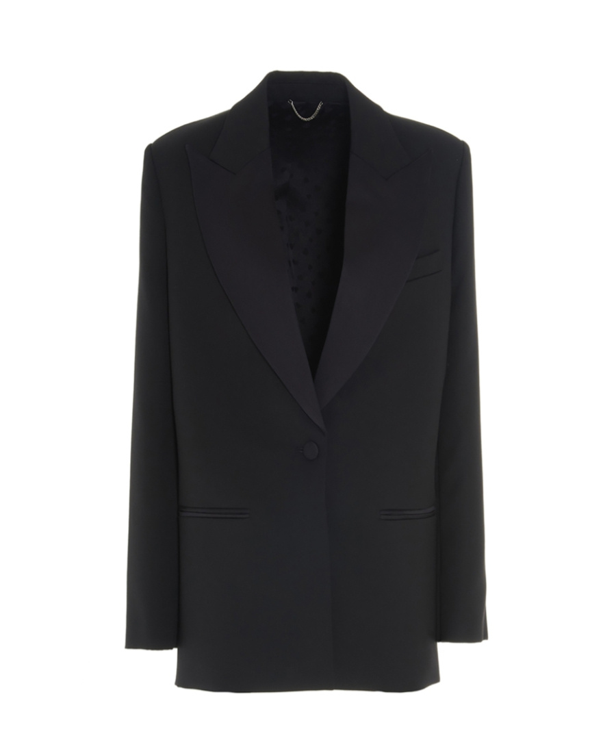 Magda Butrym Satin Lapel Blazer In Black