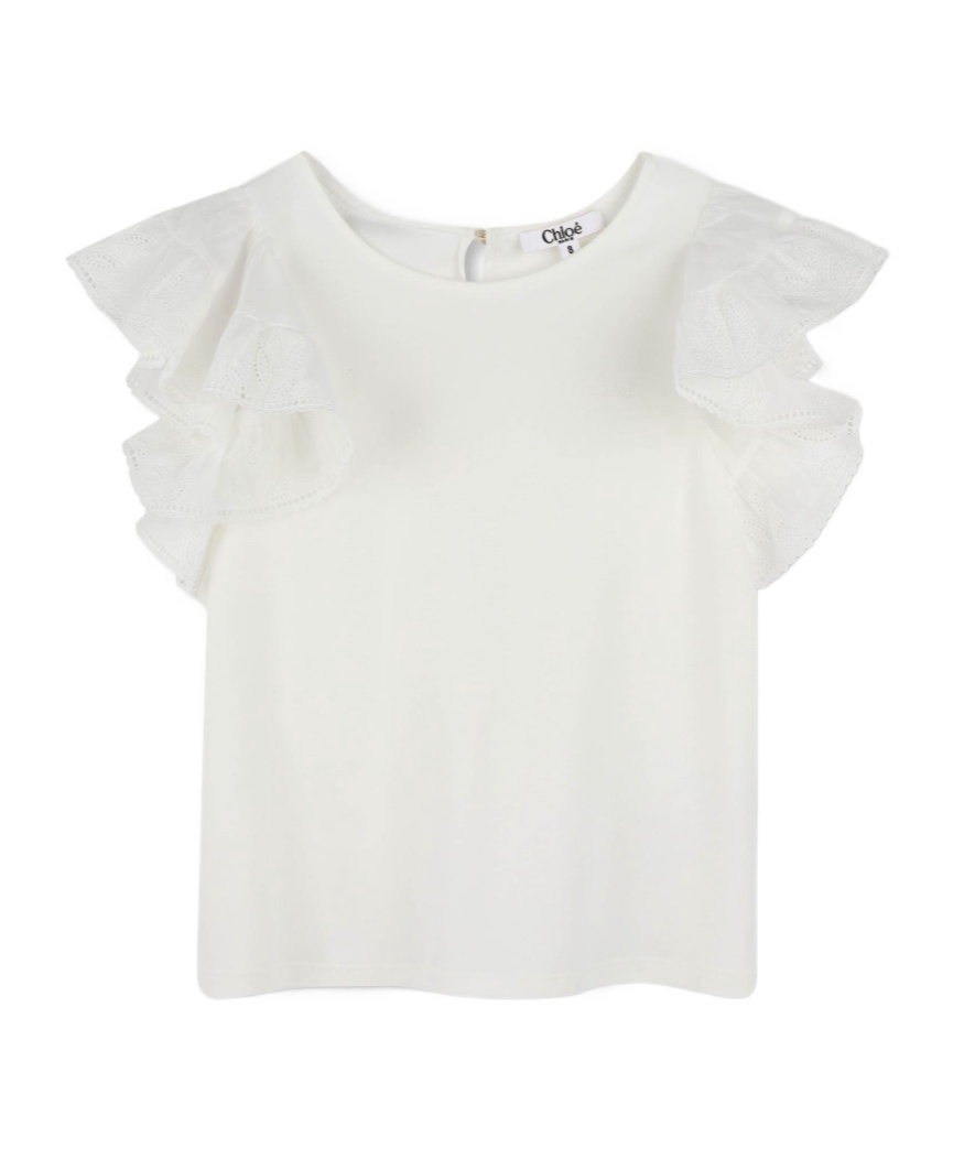 Chloé Ruffled Flounced-sleeve Top In White