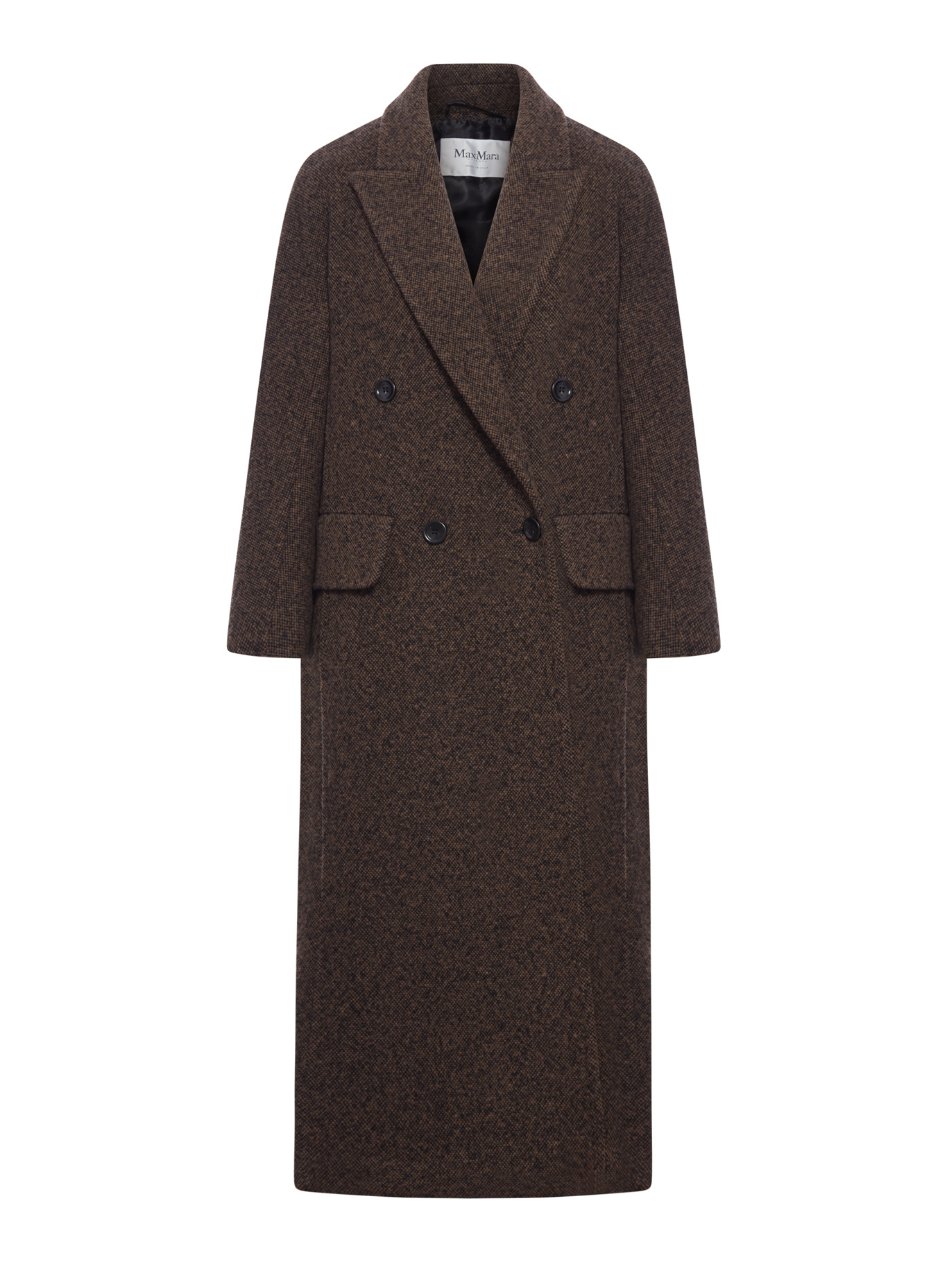 Max Mara Collared Button-up Coat In Brown