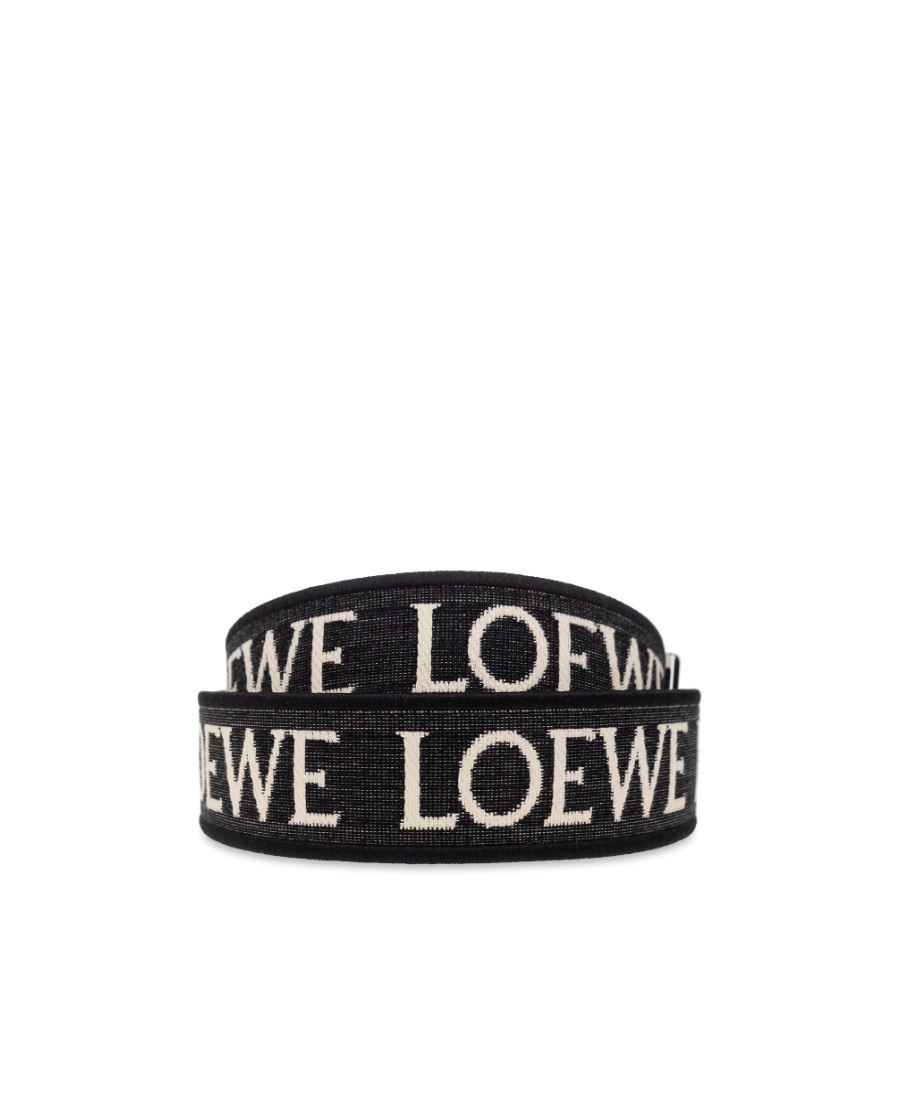 Loewe Anagram-jacquard Reversible Shoulder Strap In Black