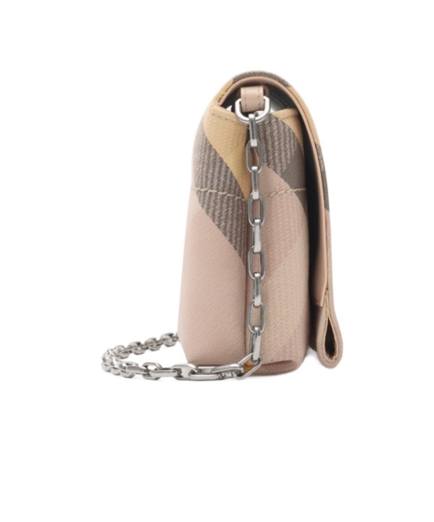 Burberry Snip Mini Check Jacquard Shoulder Bag In Nude