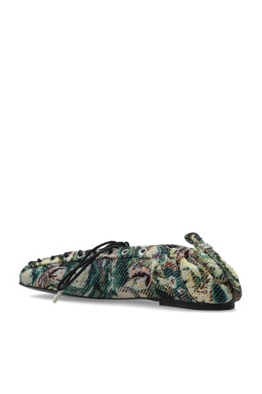 Ganni Lace-up Ballet Flats In Multi