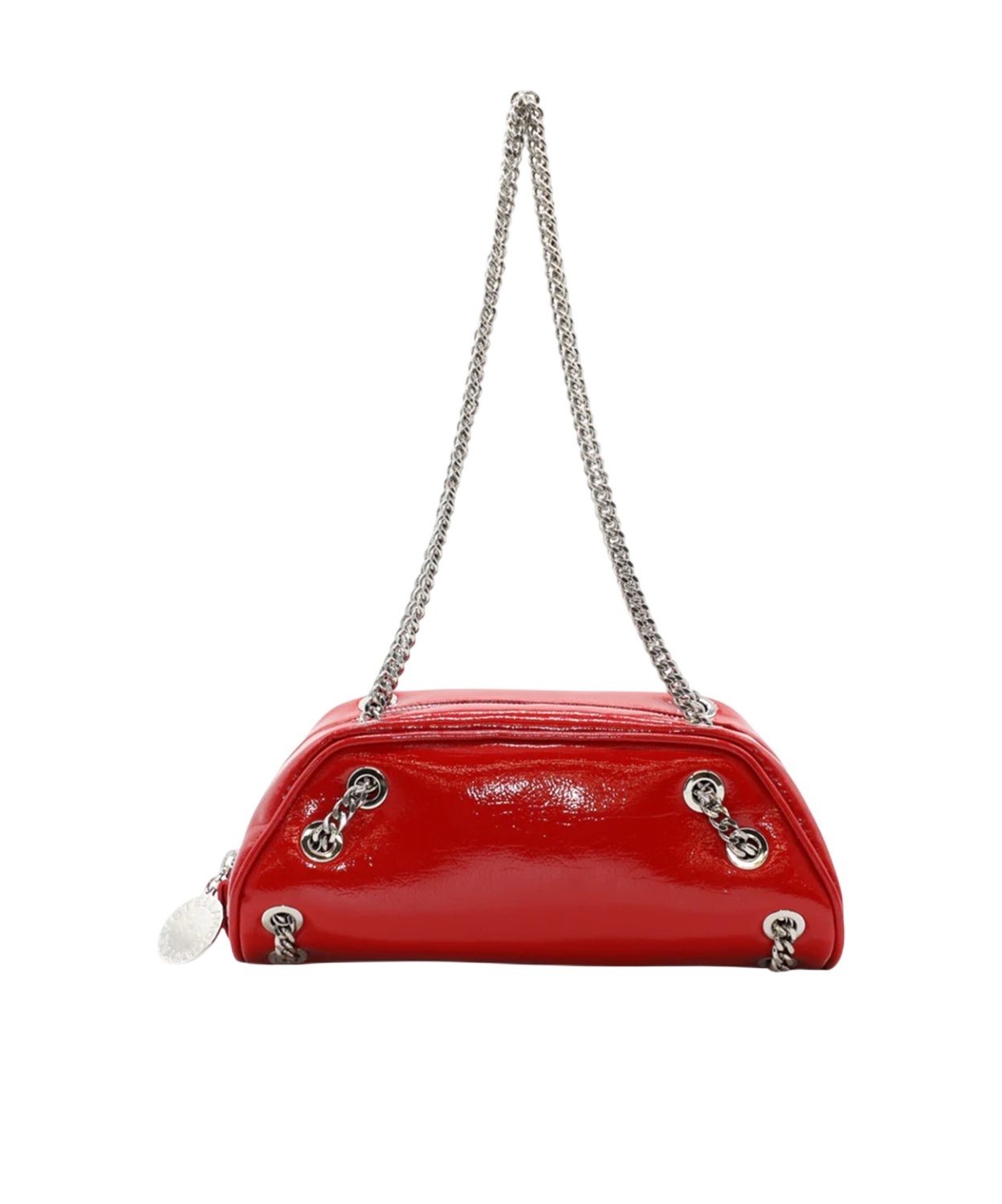 Stella Mccartney Small Bowling Bag Crinkled Patent Alter Mat In Red