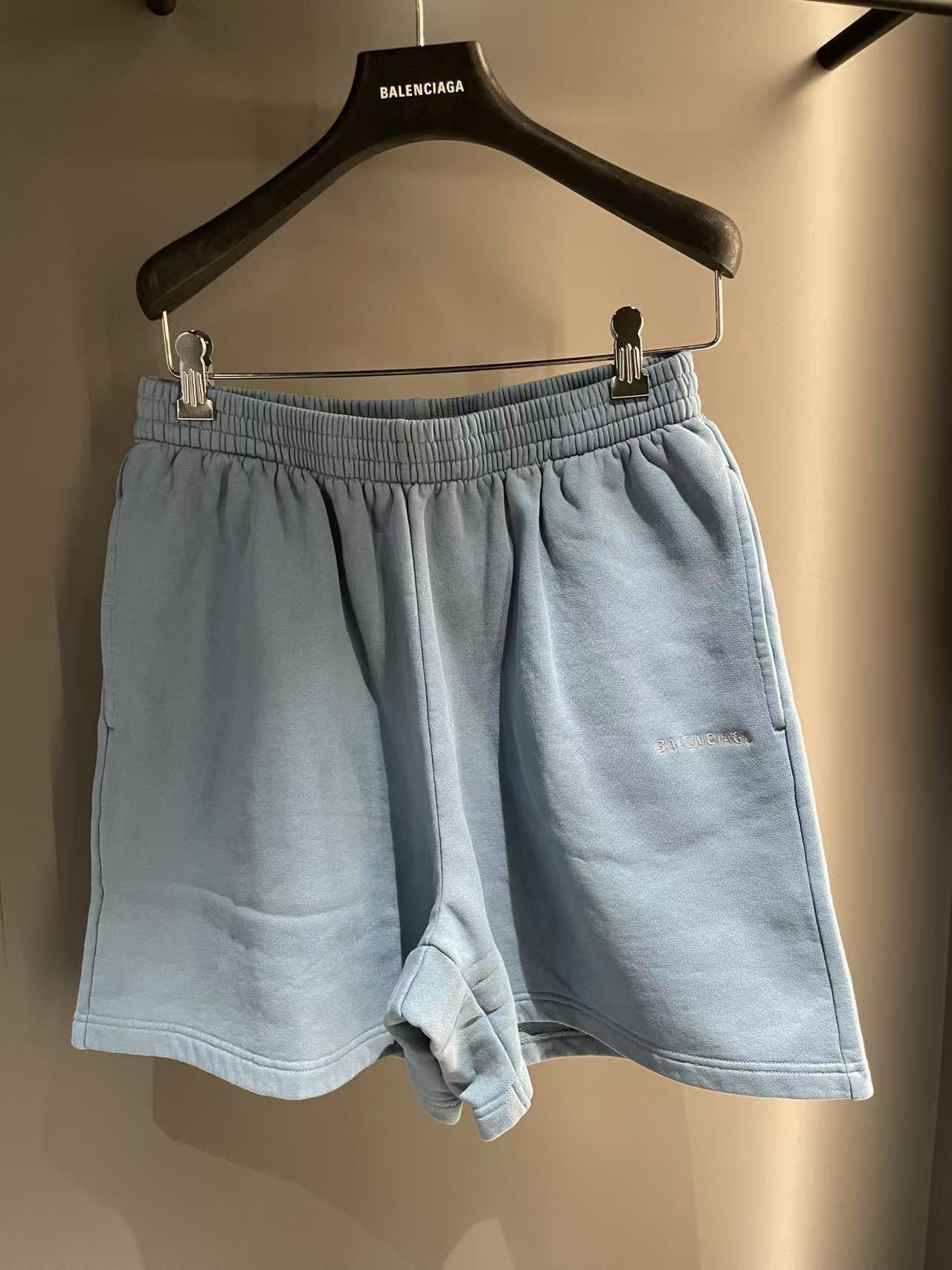 Balenciaga Elastic Waist Shorts In Gray
