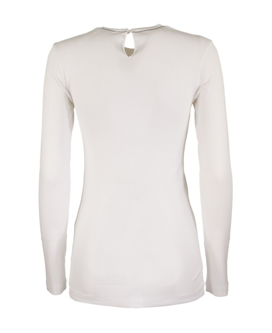 Brunello Cucinelli White Cotton Long Sleeves T-shirt In White