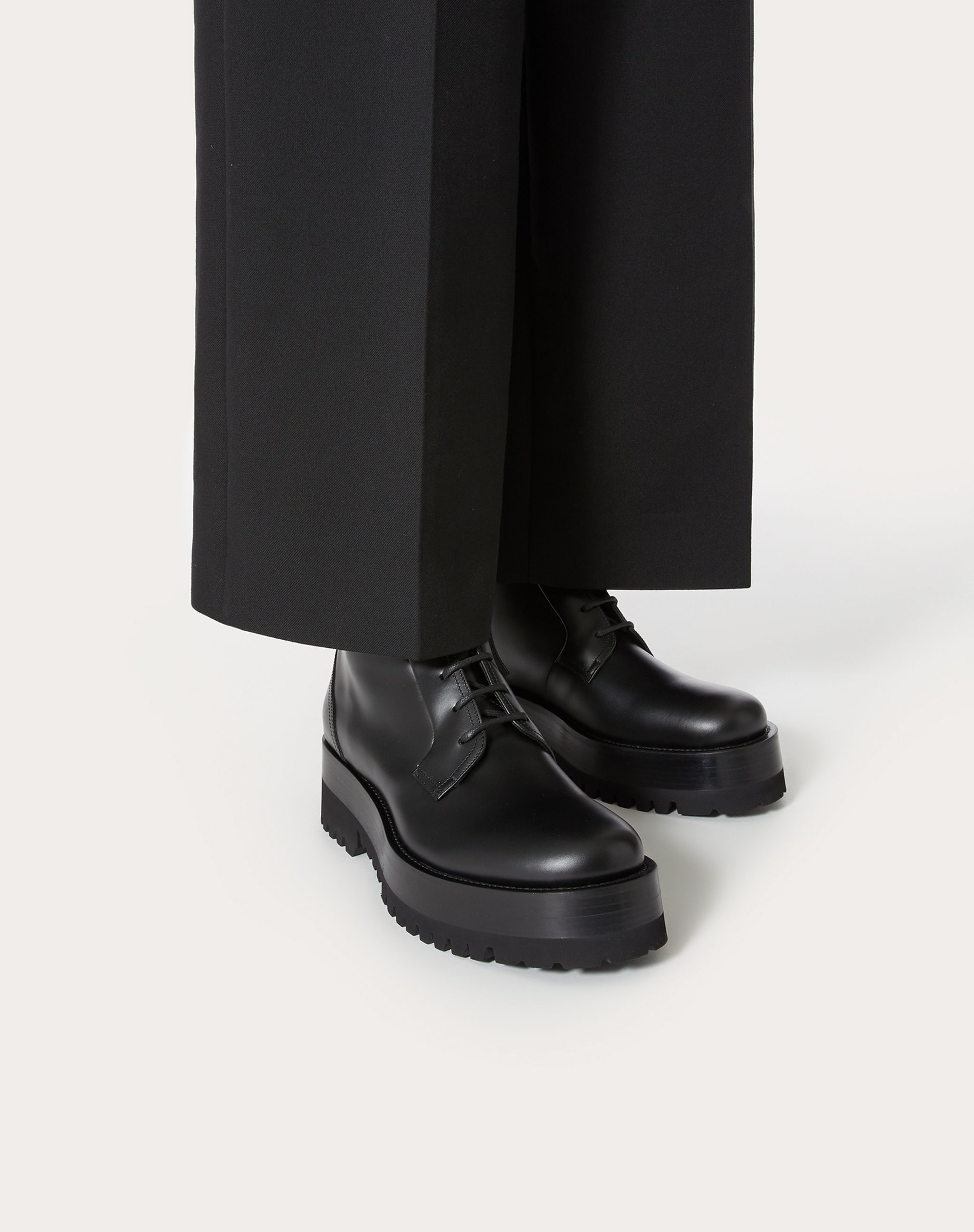 Valentino Ankle-length Lace-up Boots In Black