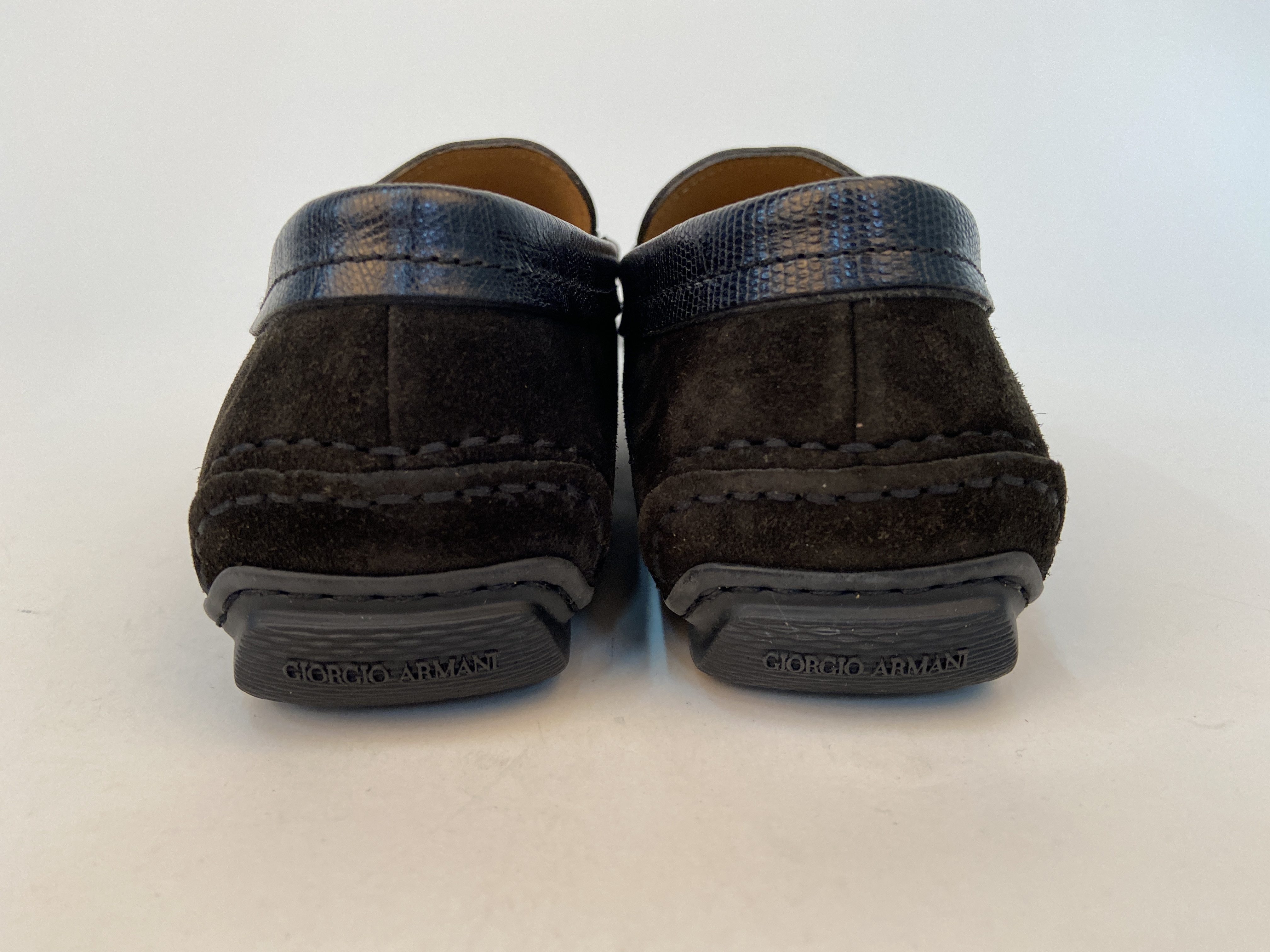 Giorgio Armani Logo Leisure Business Shoes In Black