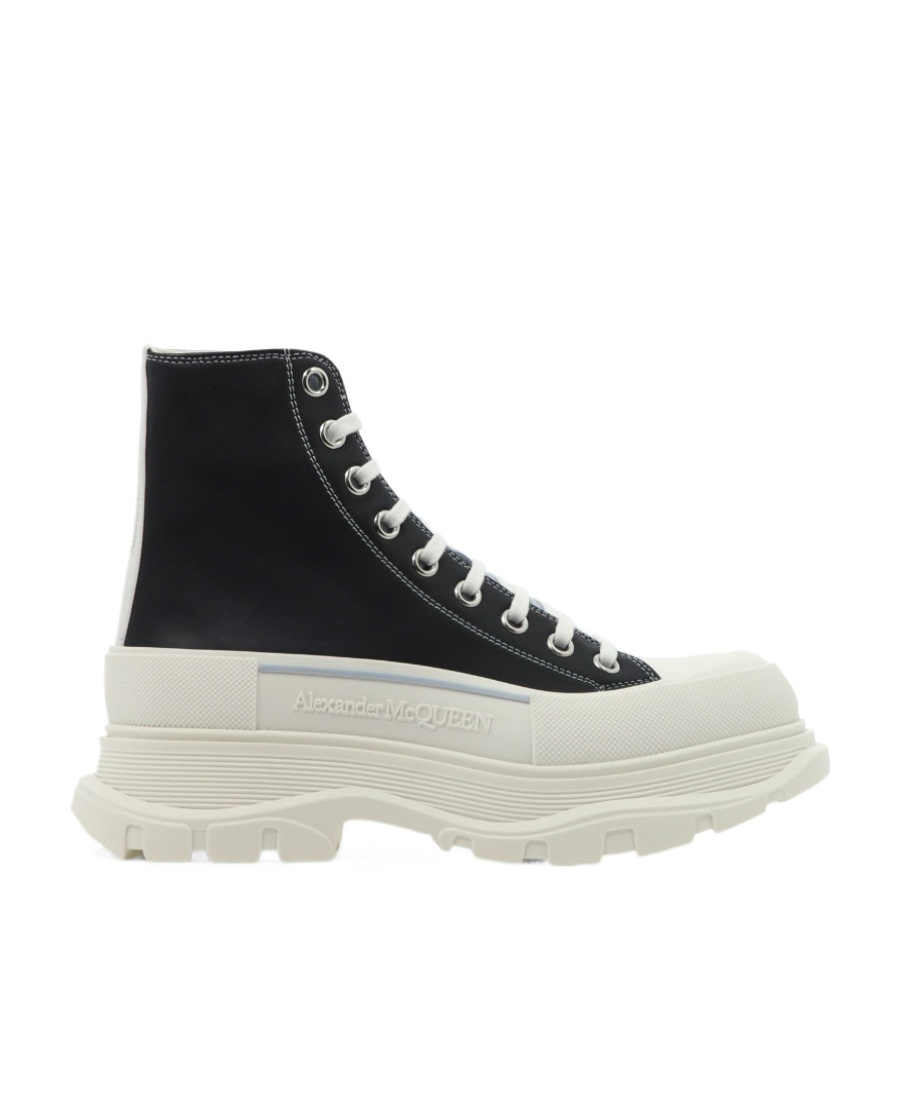 Alexander Mcqueen Alexander Mc Queen Black Canvas Tread Slick Boots In White