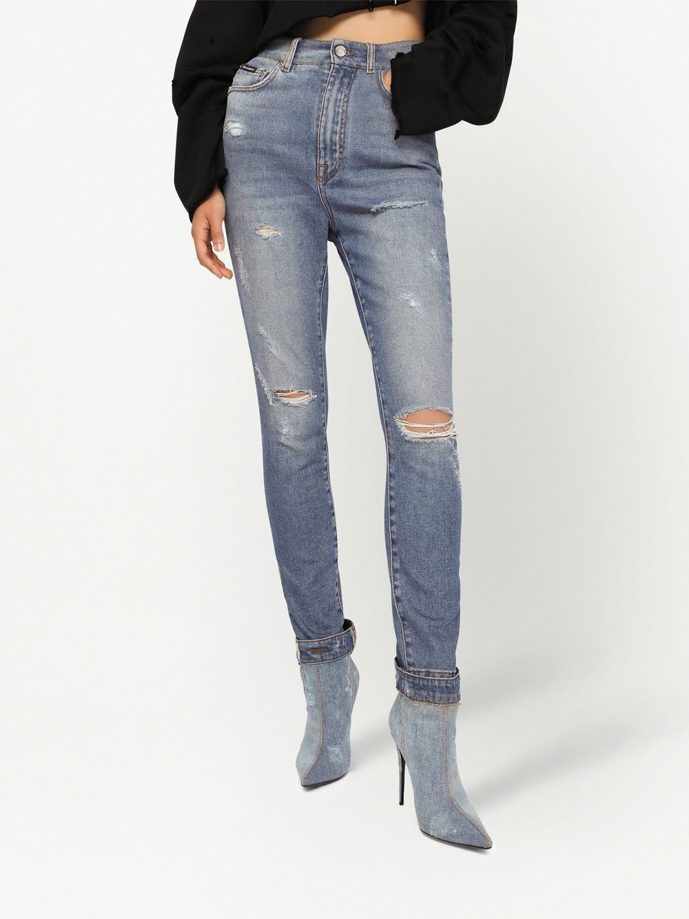 Dolce & Gabbana Grace Jeans With Ripped Details In Gray
