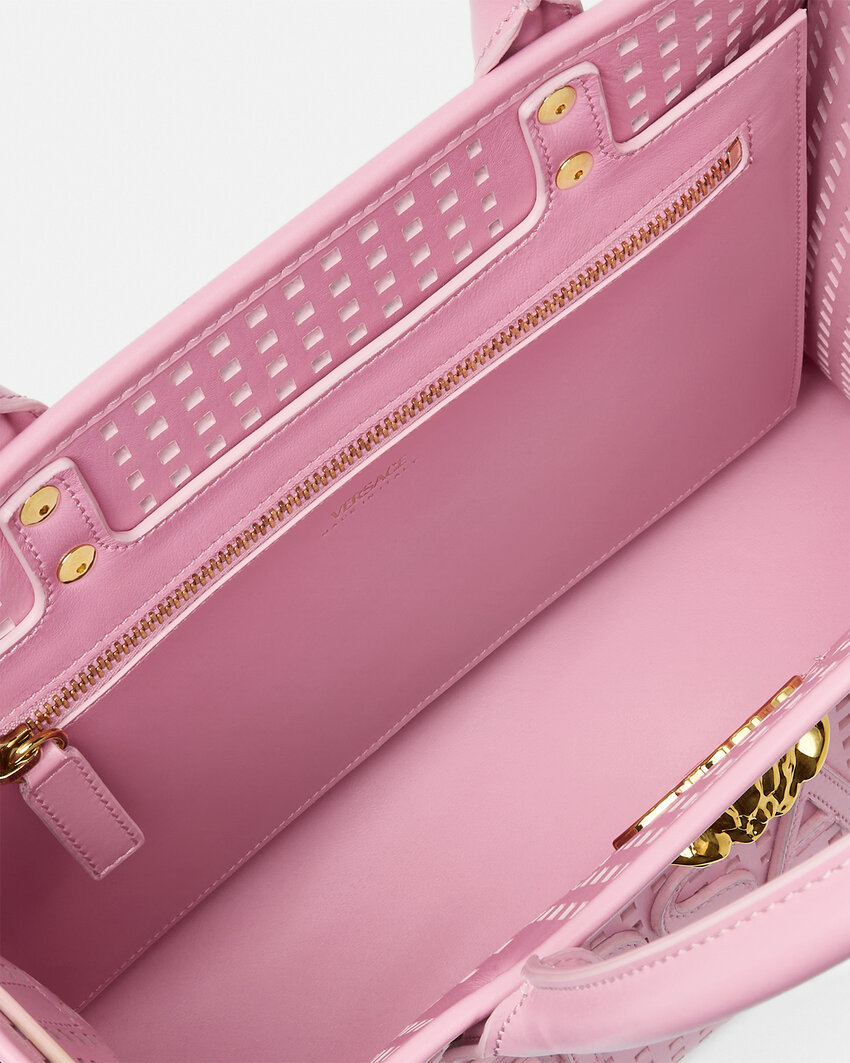 Versace Small La Medusa Laser-cut Tote Bag In Pink