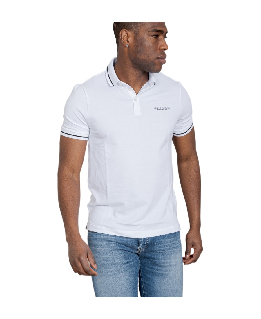 Armani Exchange Lapel Short-sleeved Polo Shirt In White