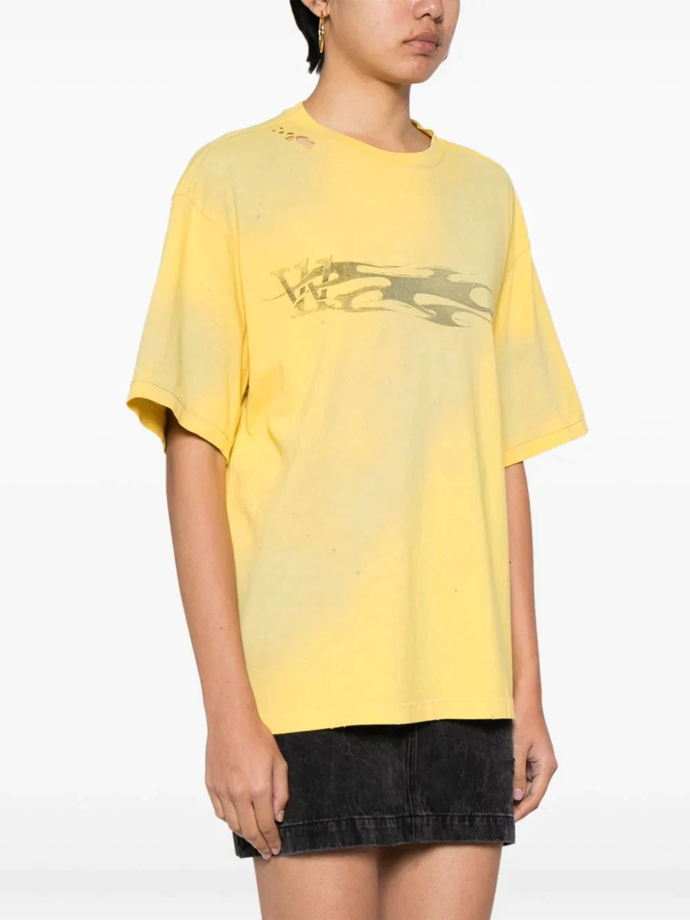 We11 Done Graphic-print Cotton T-shirt In Yellow