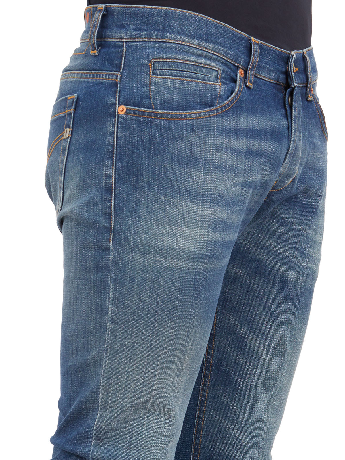 Dondup Belt Ring Denim Trousers In Blue