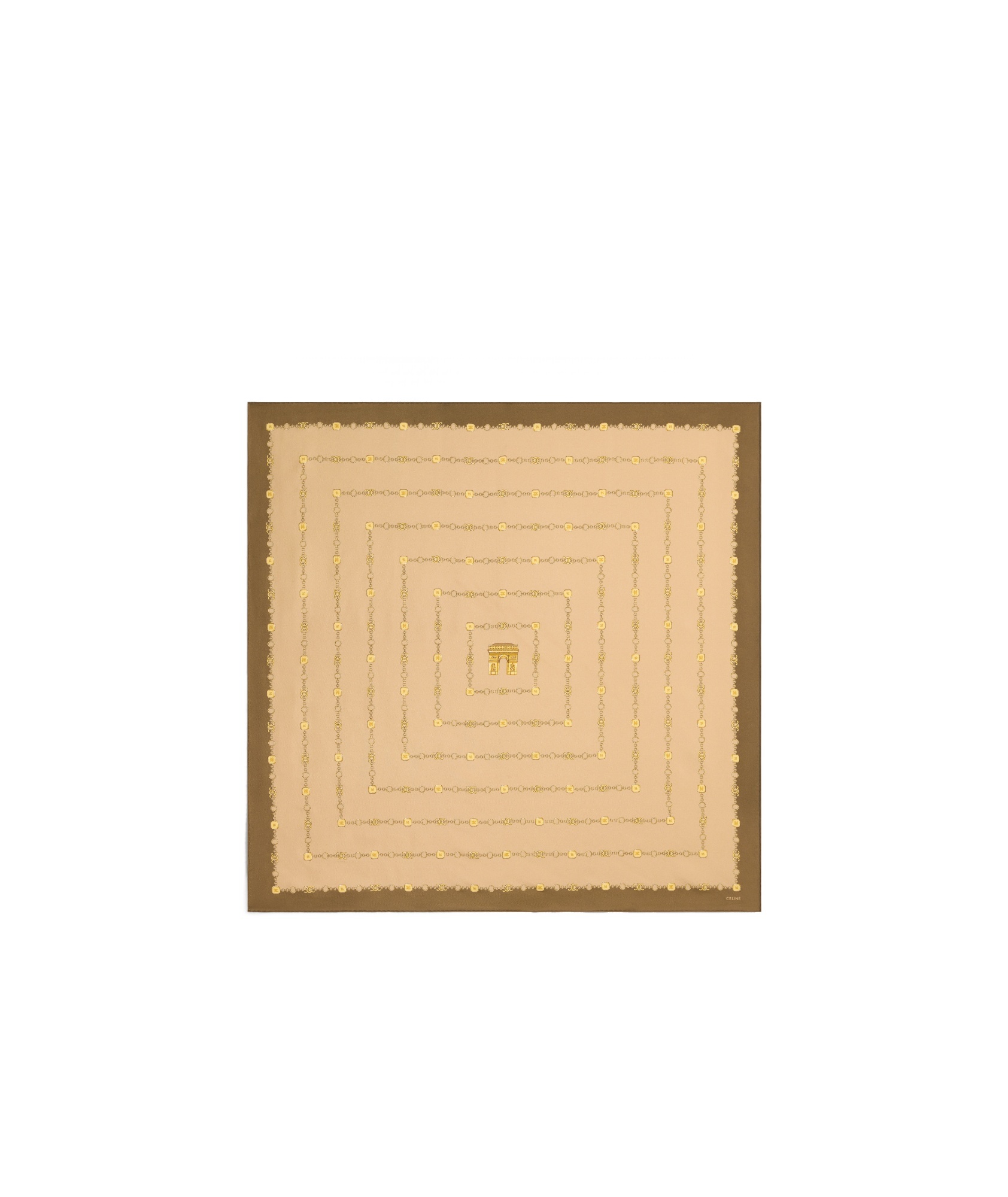 Celine Pattern Silk Scarf In Beige/noix