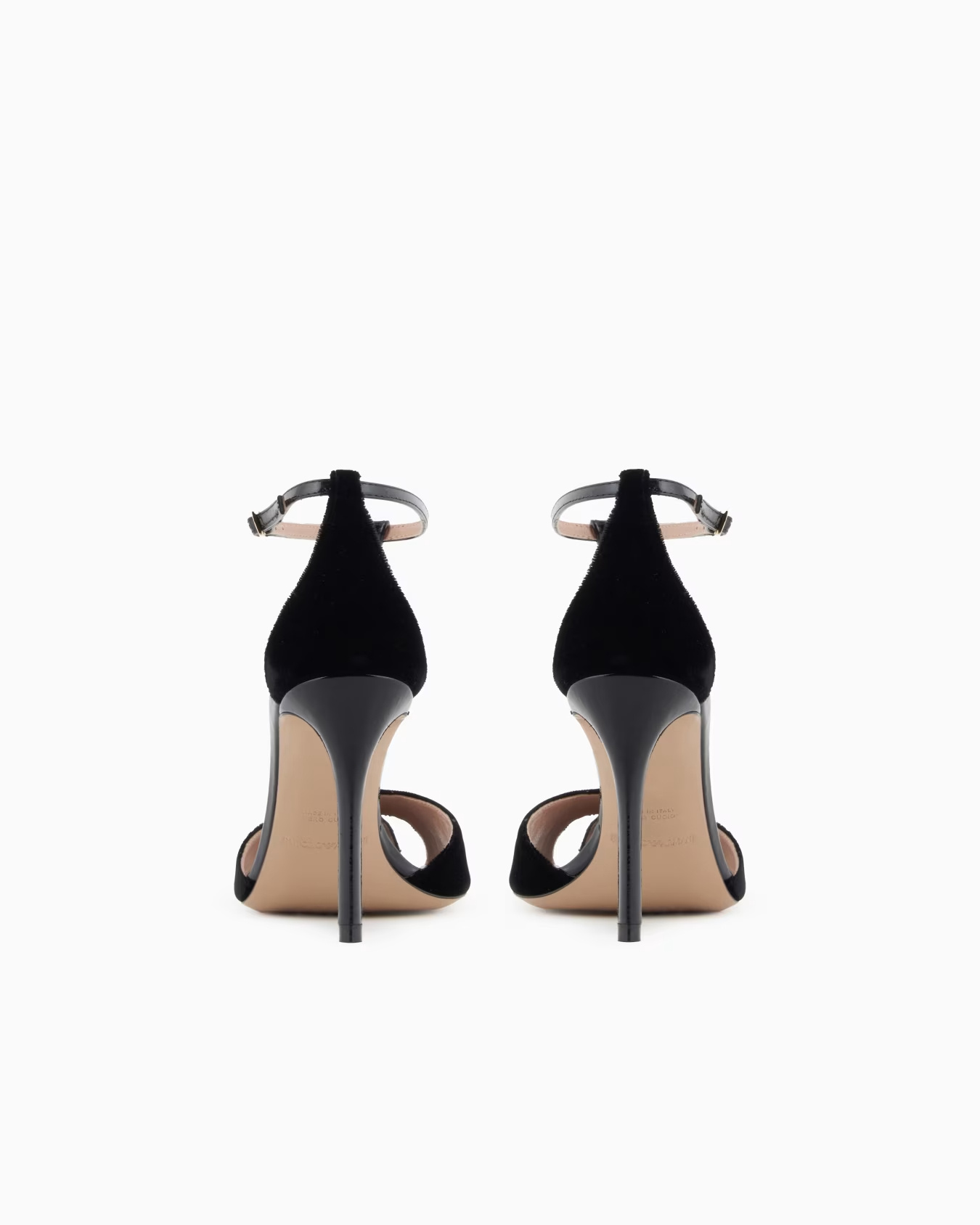 Emporio Armani Velvet And Patent-leather T-bar Heeled Sandals In Black