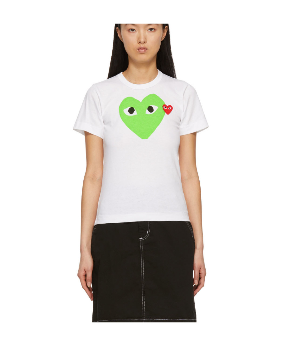 Comme Des Garçons Play Printed T-shirt With Round Collar Pattern In White