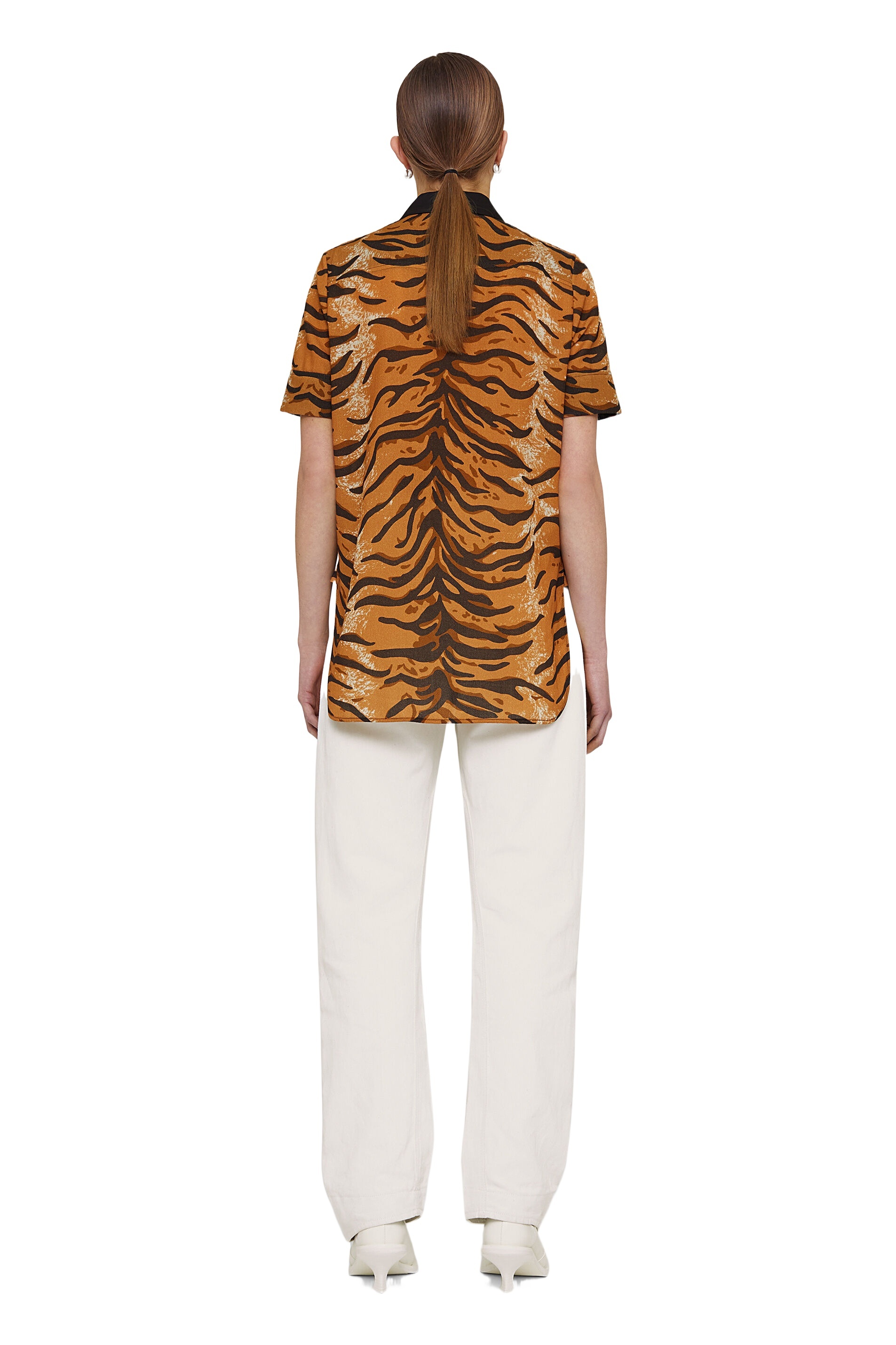 Jil Sander Animal-print Short-sleeve Shirt In Orange