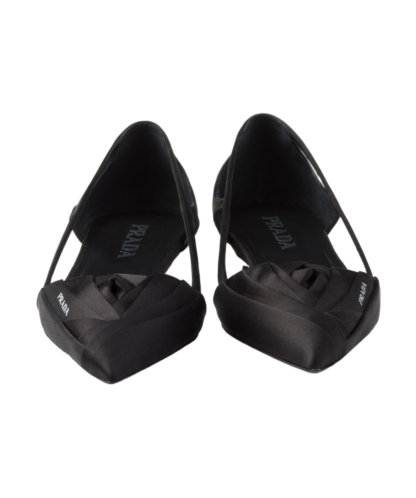 Prada Brushed Leather Cut-out Ballerinas Shoes In Black
