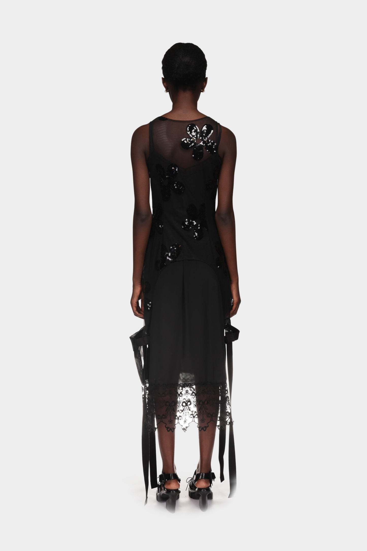 Simone Rocha Sequinned Zip-up Bodysuit In Black
