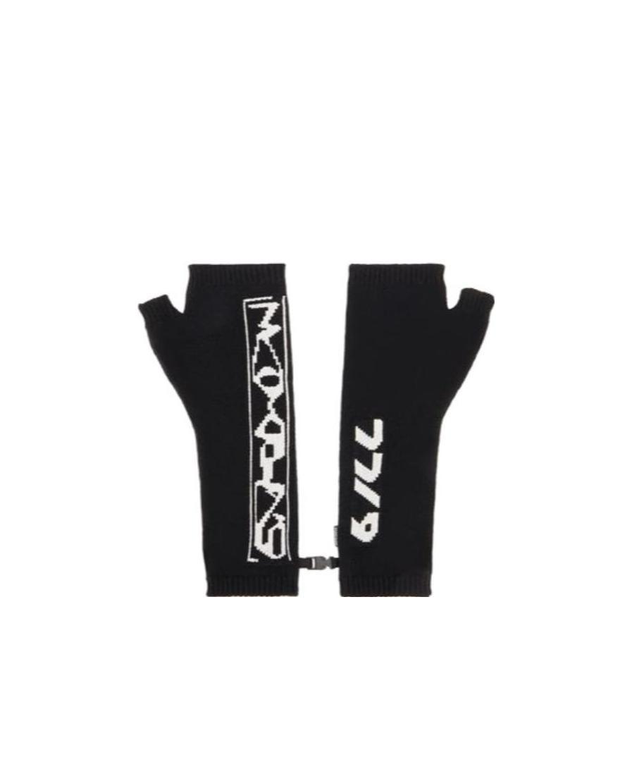 Stone Island Logo Knitted Gloves In Black