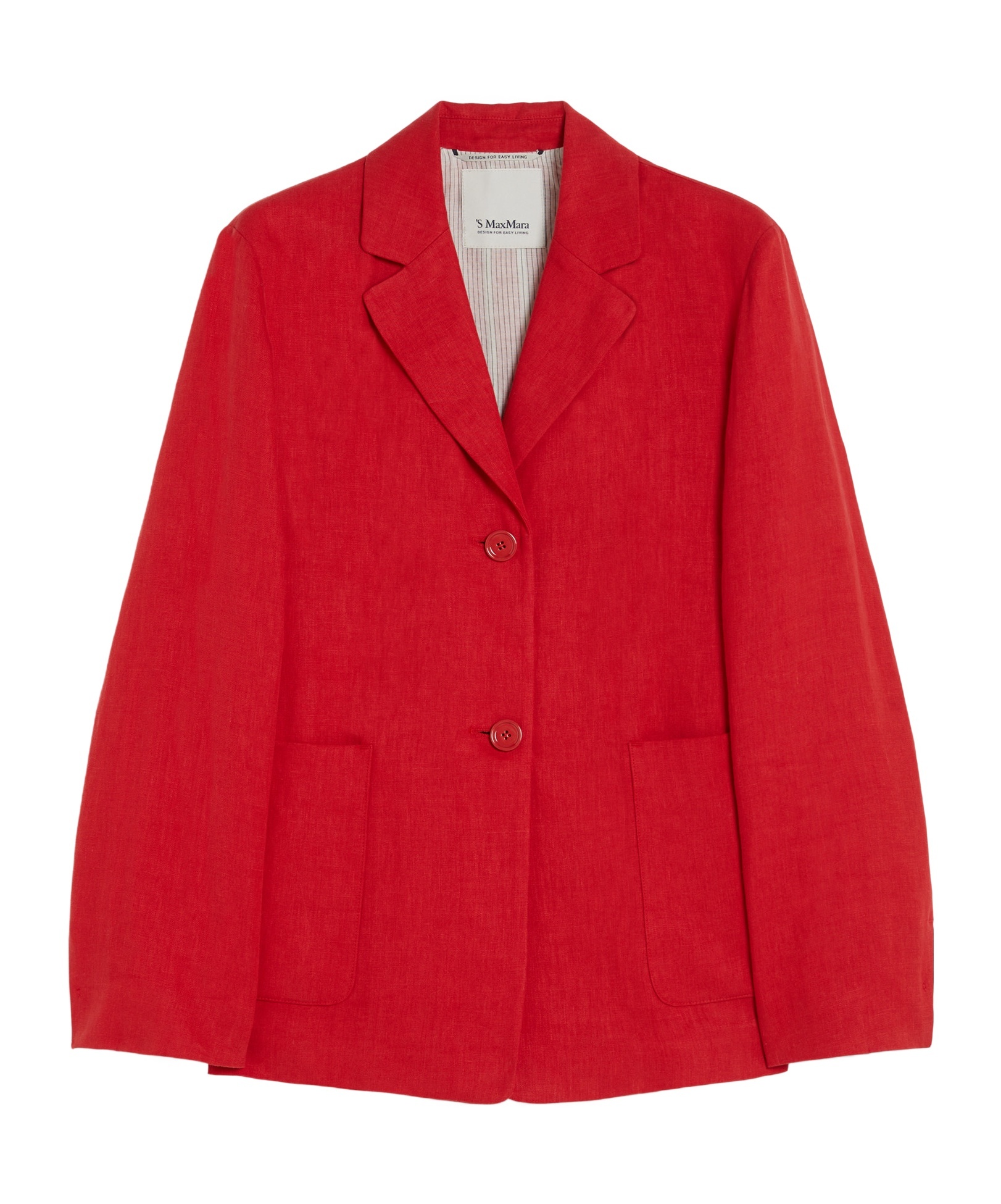 Shop Max Mara Single-breasted Linen Jacket In Red