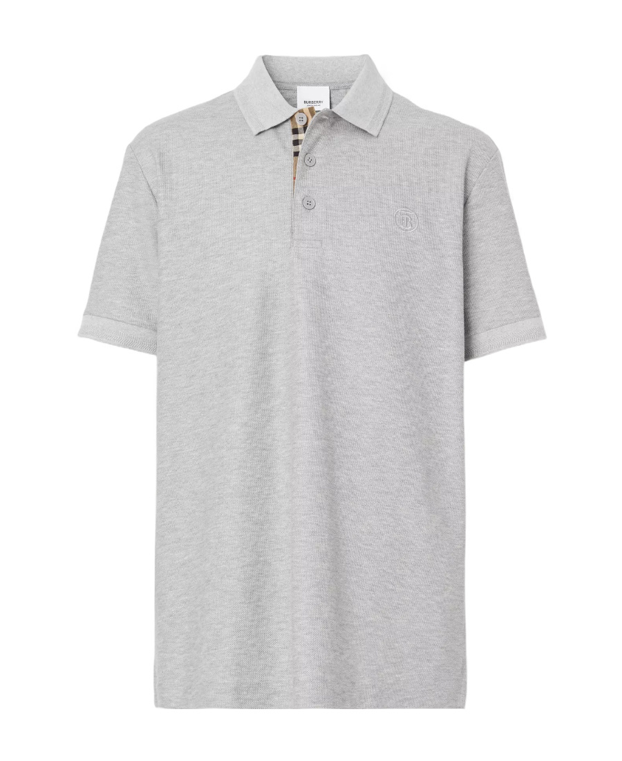 Burberry Logo-embroidered Polo Shirt In Gray