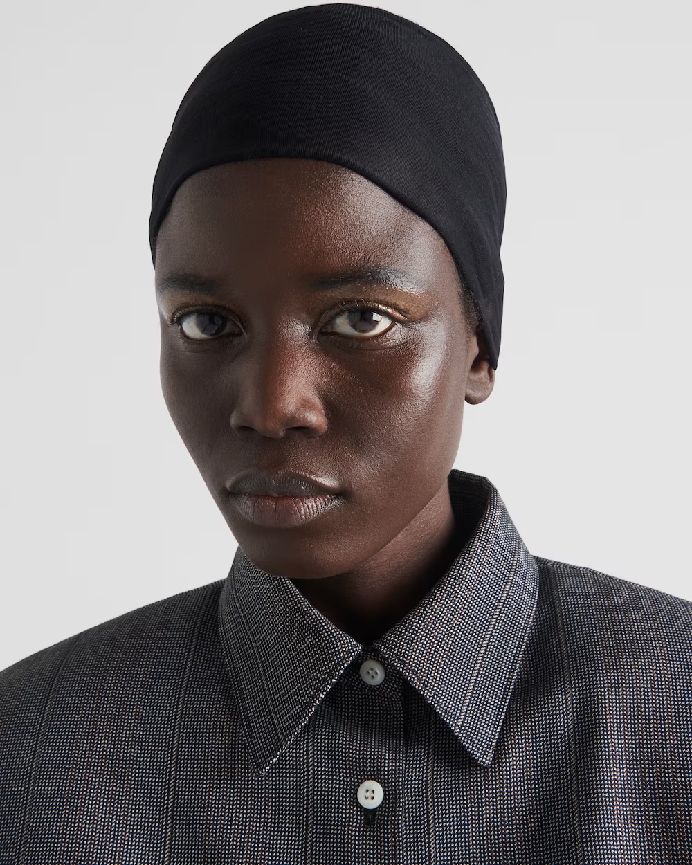 Prada Pinstripe Wool Shirt Jacket In Gray