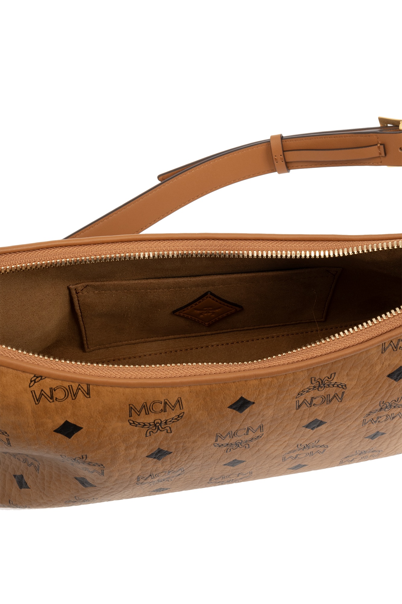 Mcm Aren Visetos Monogram Hobo Bag In Brown