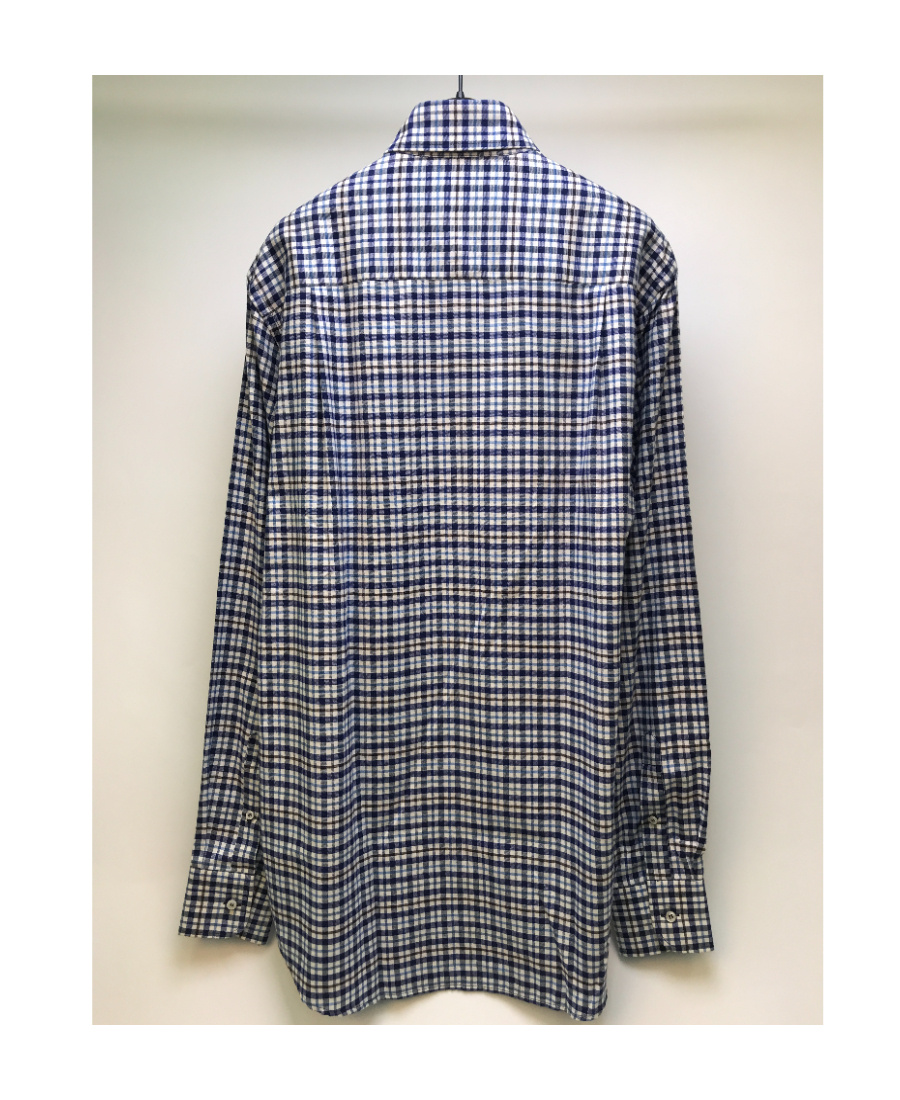 Shop Paul & Shark Lapel Plaid Long-sleeved Shirt In Gray