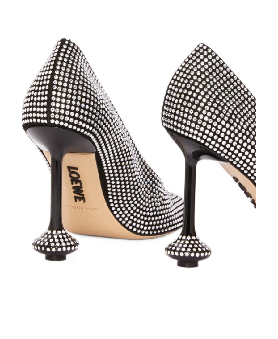 Shop Loewe Toy Pump In Suede And Rhinestones In Black