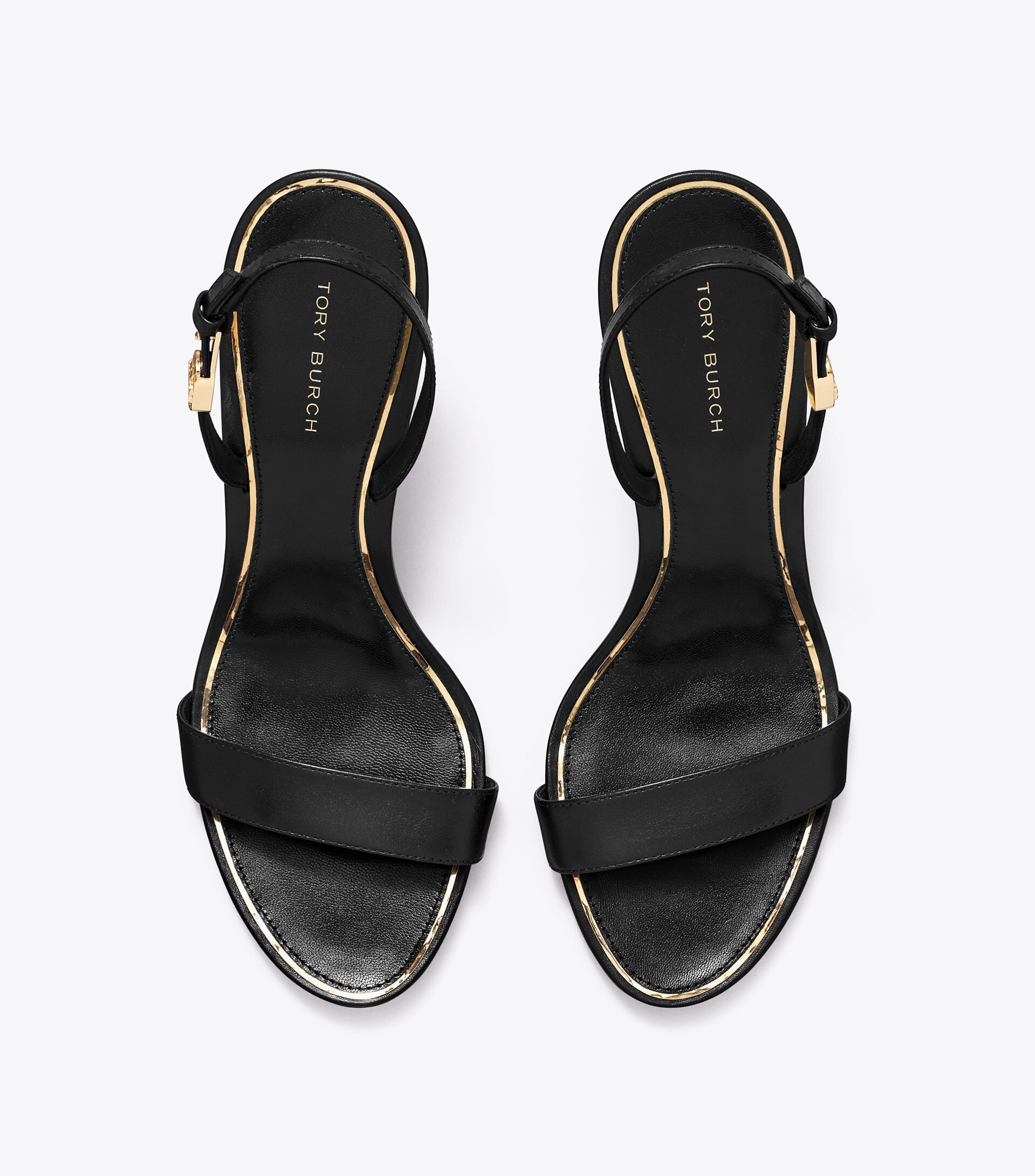 Tory Burch Double T-button High-heeled Sandals In Black