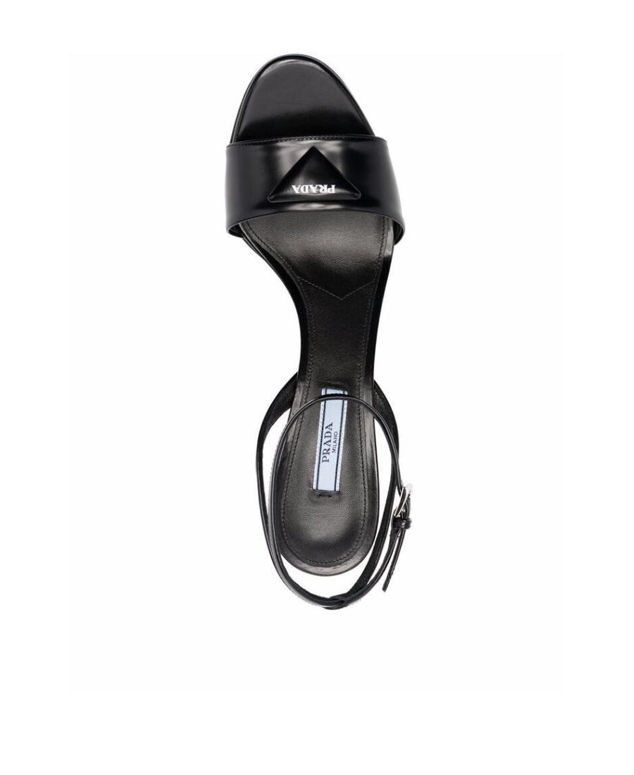 Prada Triangle Logo-plaque Open-toe Sandals In Black