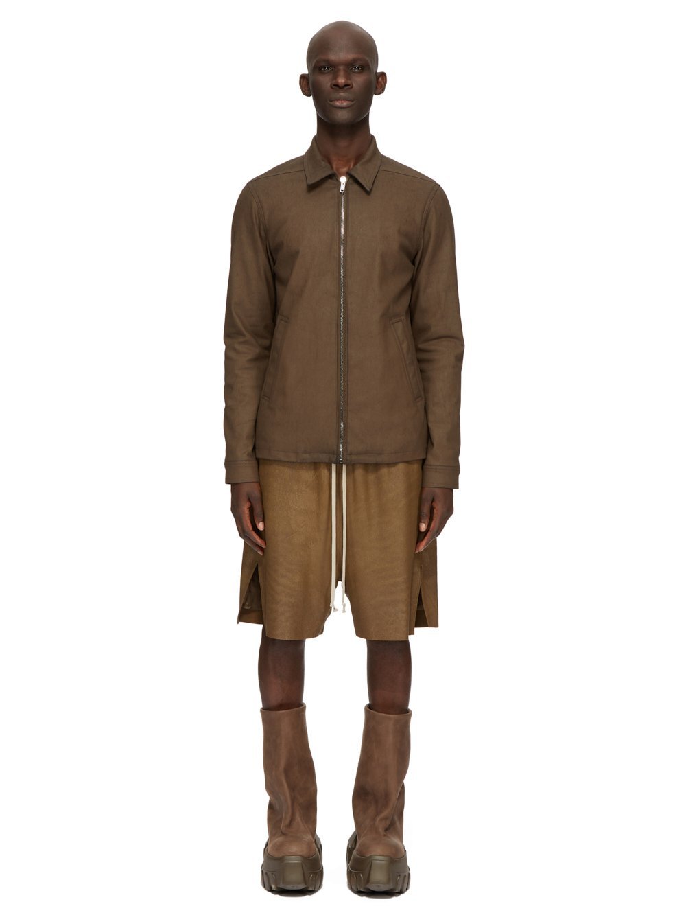 Rick Owens Porterville Leather Jacket In Brown