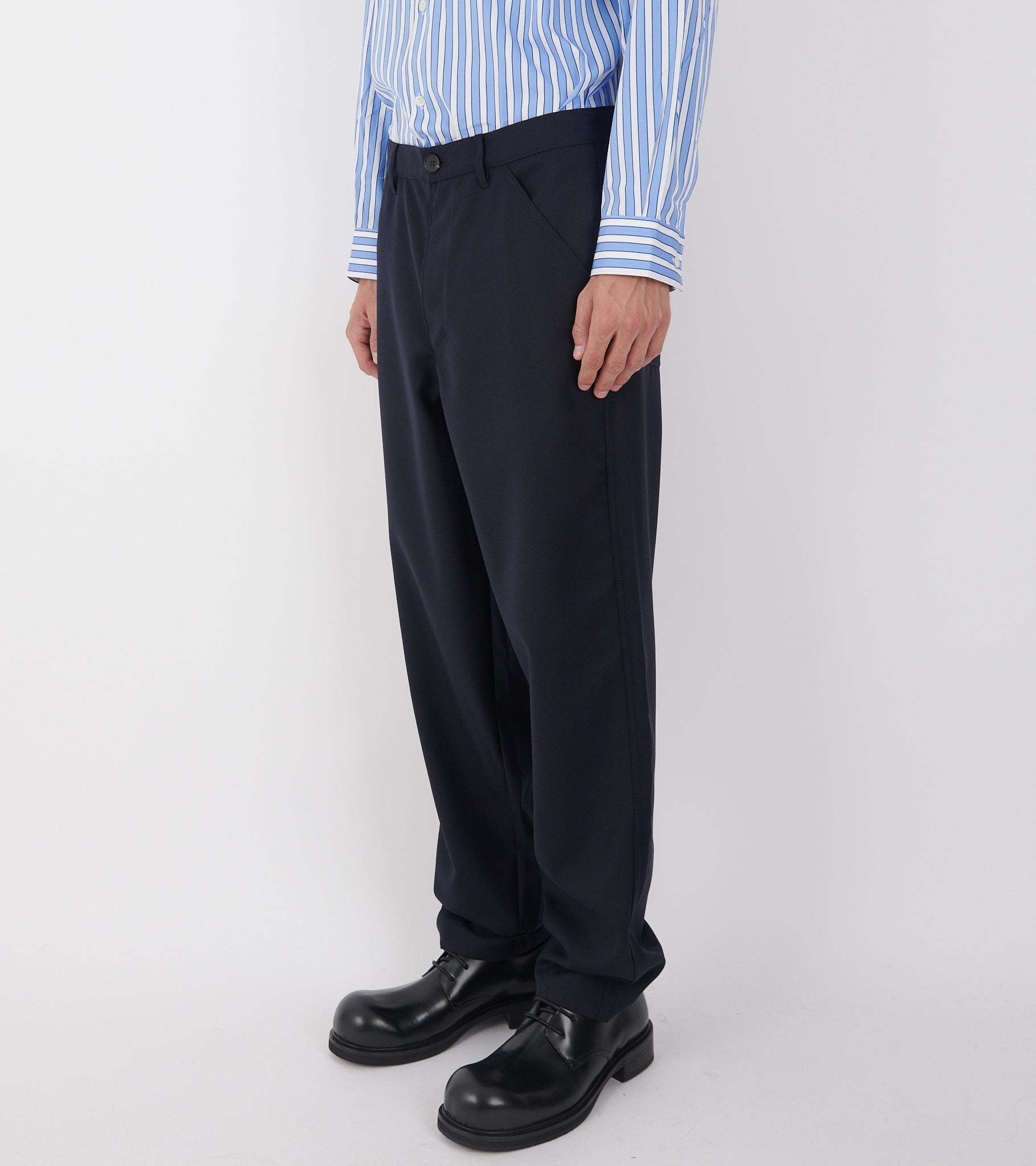 Comme Des Garçons Belt Loop Casual Pants In Blue
